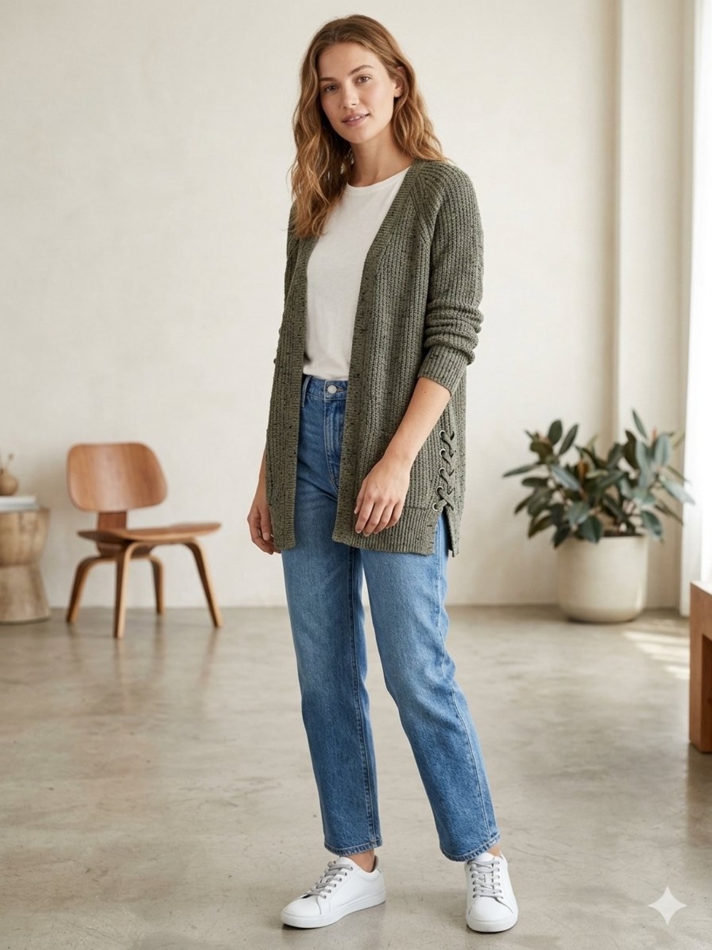 American Eagle Lace up sides Cardigan Sweater Medium